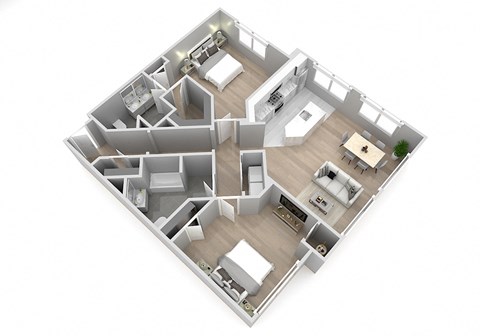 Floor plan for 2 beds, 2 baths, 1481 sqft